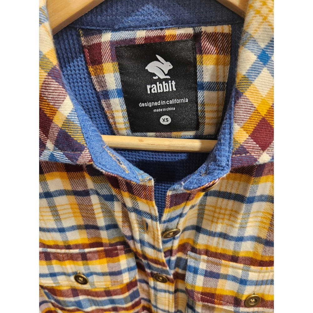 NWT Rabbit Women's High Country Flannel Lined Seedpearl Plaid Snap Shirt Size XS - Picture 2 of 8